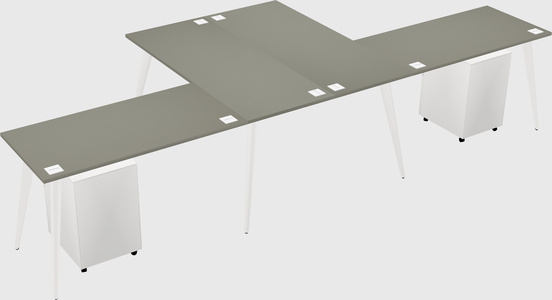 Shared l-shaped office desk system