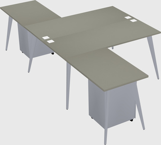 Shared l-shaped office desk system