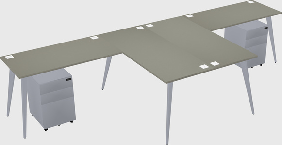 Shared l-shaped office desk system