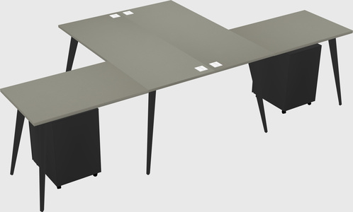 Shared l-shaped office desk system