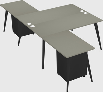 Shared l-shaped office desk system