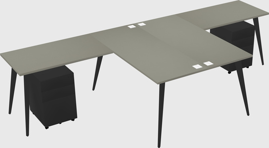 Shared l-shaped office desk system