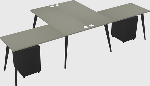 Shared l-shaped office desk system