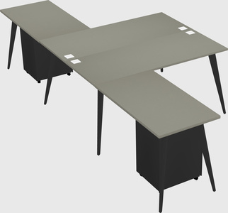 Shared l-shaped office desk system