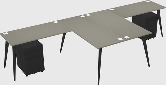 Shared l-shaped office desk system