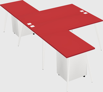Shared l-shaped office desk system
