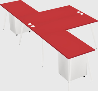Shared l-shaped office desk system