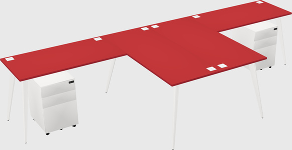Shared l-shaped office desk system
