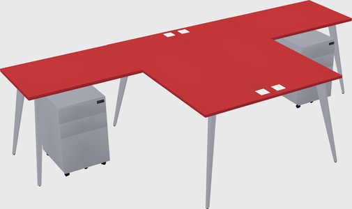 Shared l-shaped office desk system