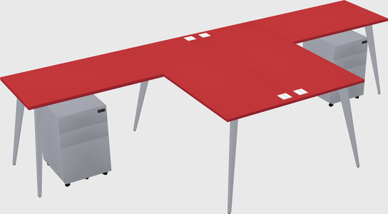 Shared l-shaped office desk system