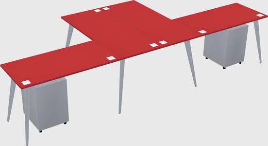 Shared l-shaped office desk system