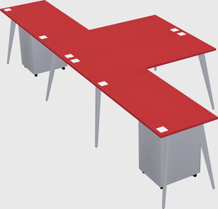 Shared l-shaped office desk system