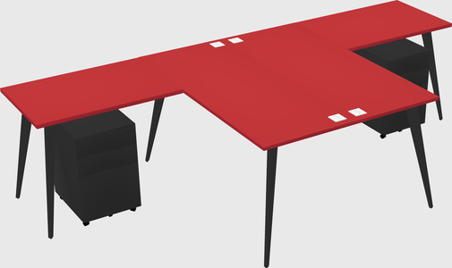 Shared l-shaped office desk system