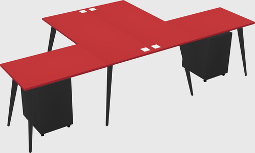 Shared l-shaped office desk system