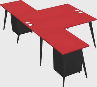 Shared l-shaped office desk system