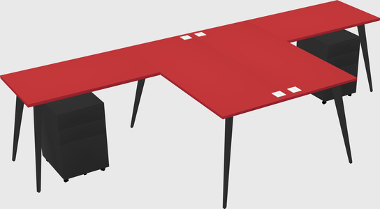 Shared l-shaped office desk system