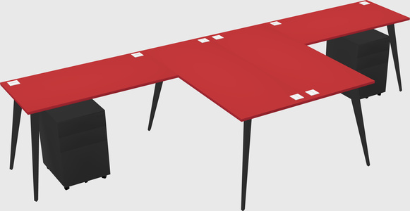 Shared l-shaped office desk system