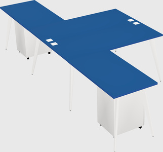 Shared l-shaped office desk system