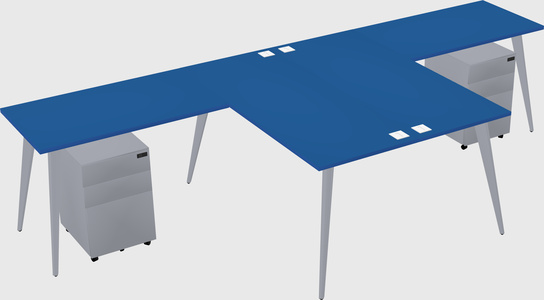 Shared l-shaped office desk system