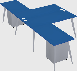 Shared l-shaped office desk system