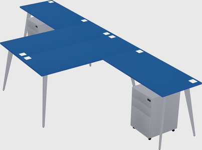 Shared l-shaped office desk system