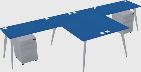 Shared l-shaped office desk system