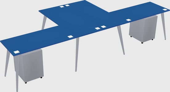 Shared l-shaped office desk system