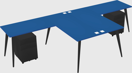 Shared l-shaped office desk system