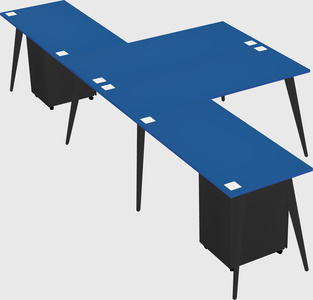 Shared l-shaped office desk system