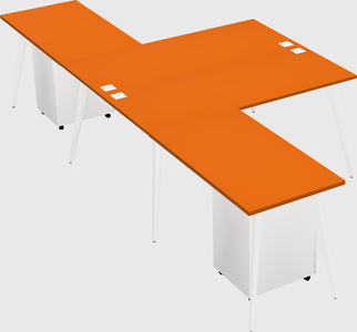 Shared l-shaped office desk system