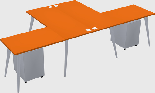 Shared l-shaped office desk system