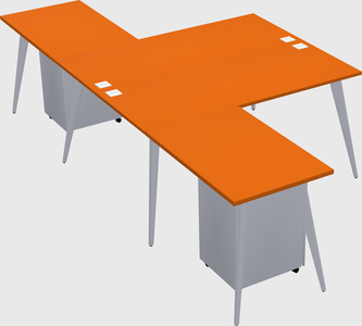 Shared l-shaped office desk system