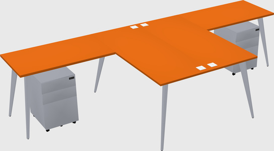 Shared l-shaped office desk system