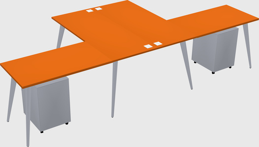 Shared l-shaped office desk system