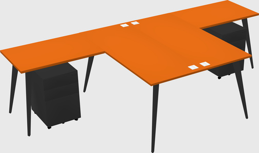 Shared l-shaped office desk system