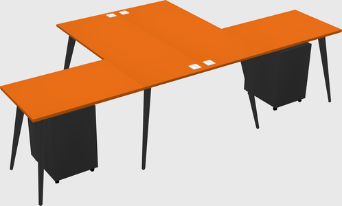 Shared l-shaped office desk system
