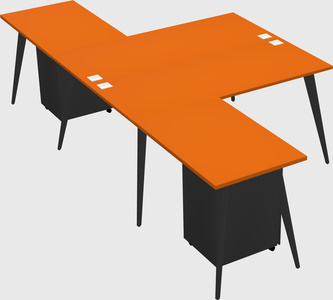 Shared l-shaped office desk system