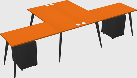 Shared l-shaped office desk system