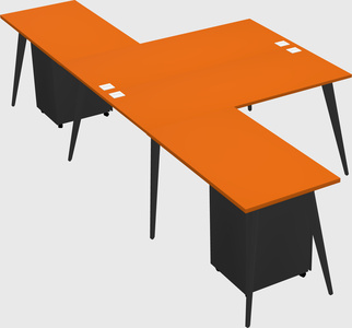 Shared l-shaped office desk system