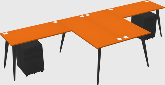 Shared l-shaped office desk system