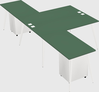 Shared l-shaped office desk system
