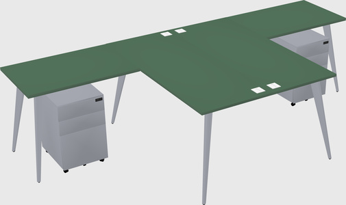 Shared l-shaped office desk system