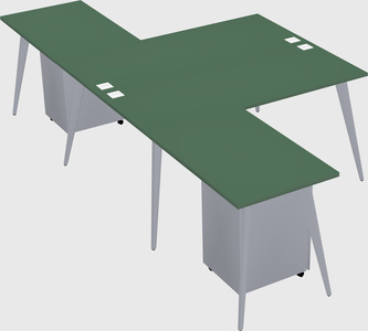 Shared l-shaped office desk system