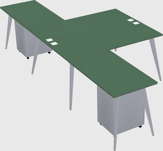 Shared l-shaped office desk system