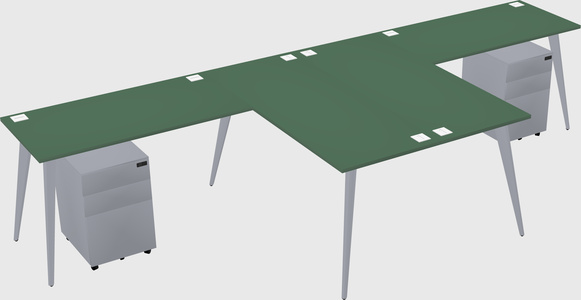 Shared l-shaped office desk system