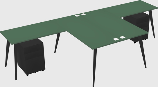 Shared l-shaped office desk system