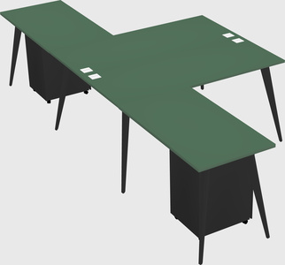 Shared l-shaped office desk system