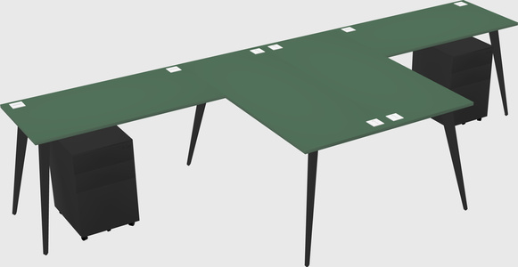Shared l-shaped office desk system