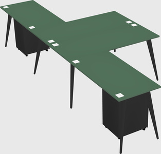 Shared l-shaped office desk system