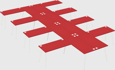 Shared l-shaped office desk system